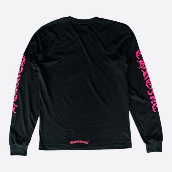 Chrome Hearts Black & Pink Neck Logo Longsleeve T-Shirt - Picture 2 of 7